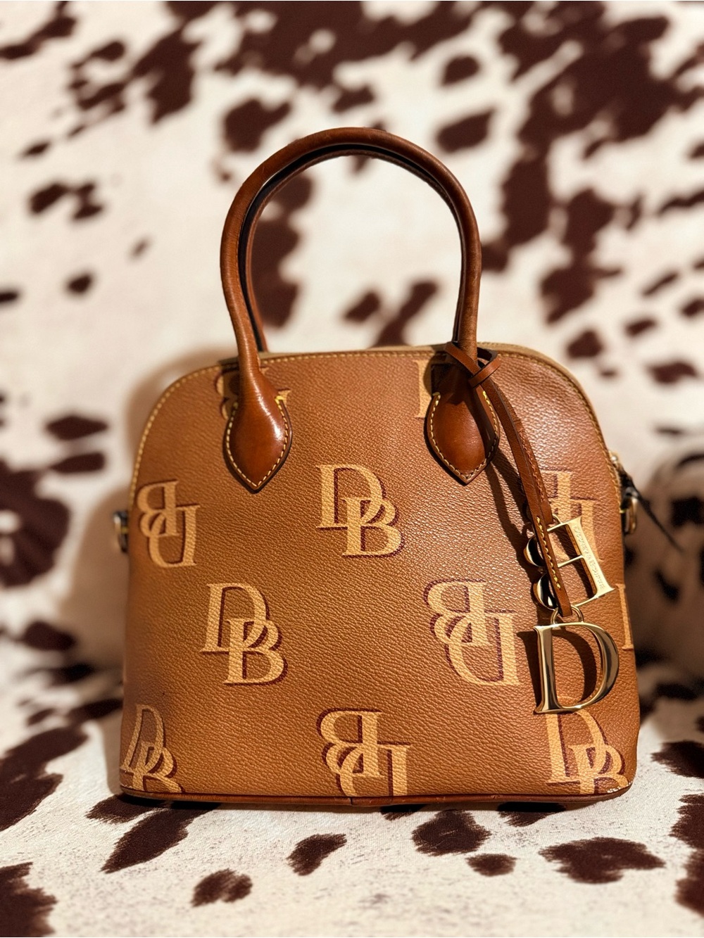 STUNNING Dooney & Bourke Signature Monogram Leather Satchel